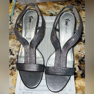 Silver Formal Heels. Size 10. Never worn.